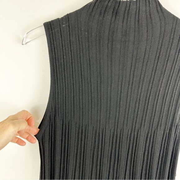 Kerisma Sleeveless Black Cashmere Blend Mini Dress Slimming Gathers Sz M/L‎ New - Picture 5 of 11